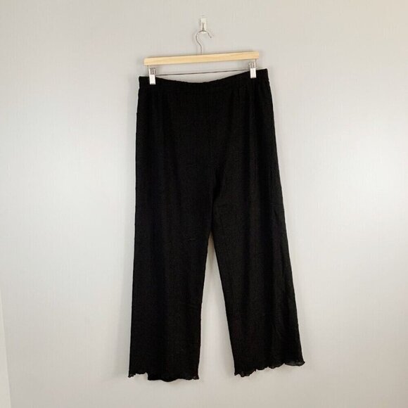 Pleats Collection by Pings Imports Pants Black Crinkle Pull On Elastic Pants XL - Picture 1 of 10